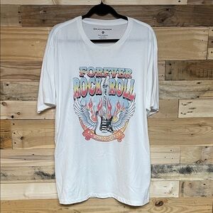 Black Sparrow White with Colorful Forever Rock & Roll World Tour Graphic Tee